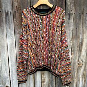 Tundra Canada Vintage 90’s Multi Color 3D Coogi Style Sweater XL